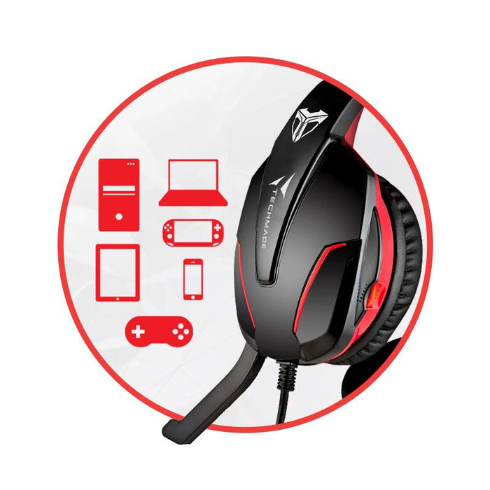 TECHMADE CUFFIE GAMING MULTIMEDIALI CAMO MILITARE VERDE PC CONSOLLE SMARTPHONE