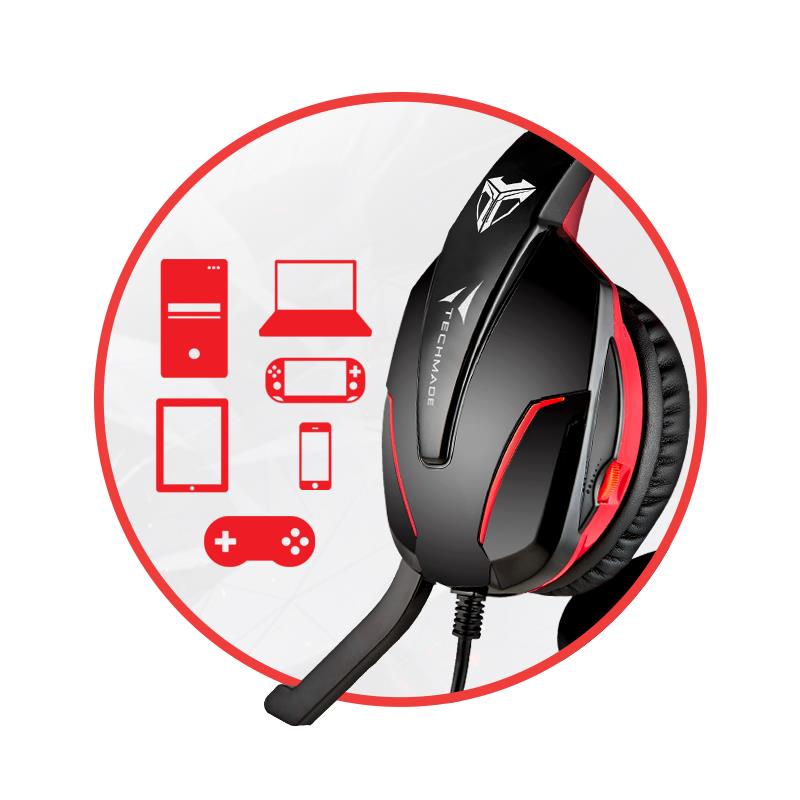 TECHMADE CUFFIE GAMING MULTIMEDIALI CAMO MILITARE VERDE PC CONSOLLE SMARTPHONE