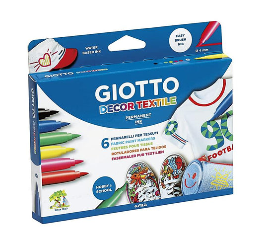 GIOTTO DECOR TEXTILENE  COLORI PER IL TESSUTO IN CONFEZIONE DA 6 PEZZI