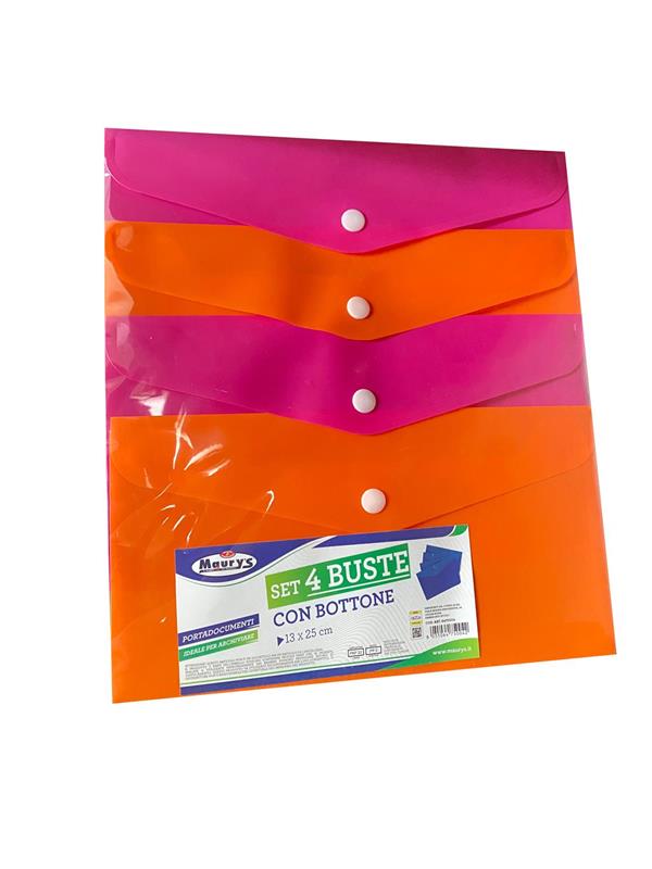 MAURY'S BUSTE PORTA DOCUMENTI CON BOTTONE CONFEZIONE DA 4 PEZZI