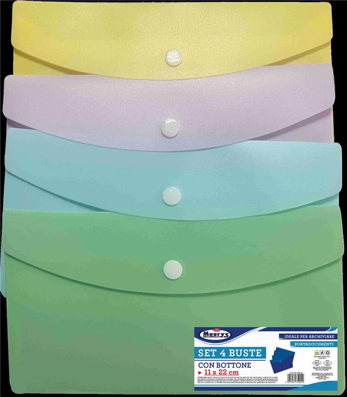 MAURY'S BUSTE PORTA DOCUMENTI CON BOTTONE CONFEZIONE DA 4 PEZZI