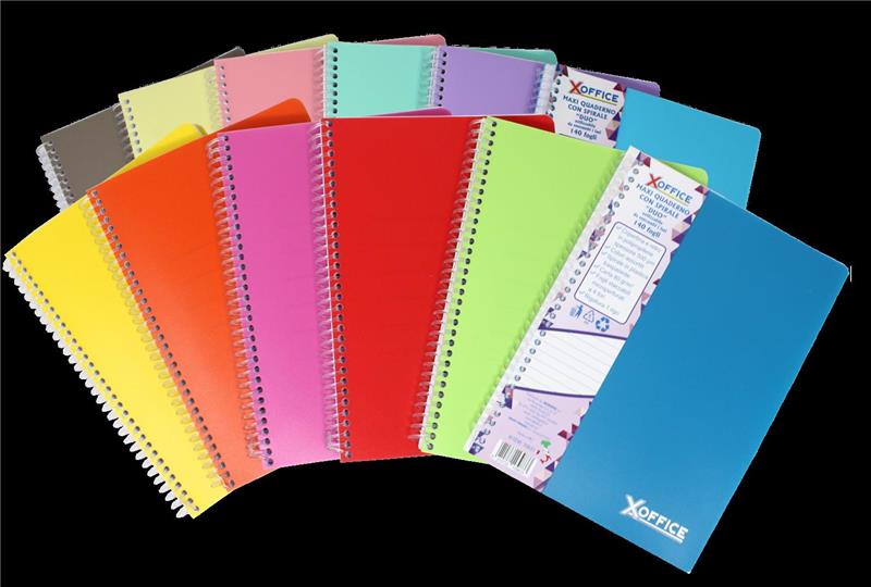 MAXI QUADERNO A RIGHE 1 RIGO CON SPIRALE DUO A4 140 FOGLI UTILIZZABILE DA ENTRAMBI I LATI COLORI ASSORTITI