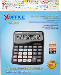 CALCOLATRICE DA UFFICIO A 12 CIFRE CON DOPPIA ALIMENTAZIONE CARATTERI GRANDI E SCHERMO LCD