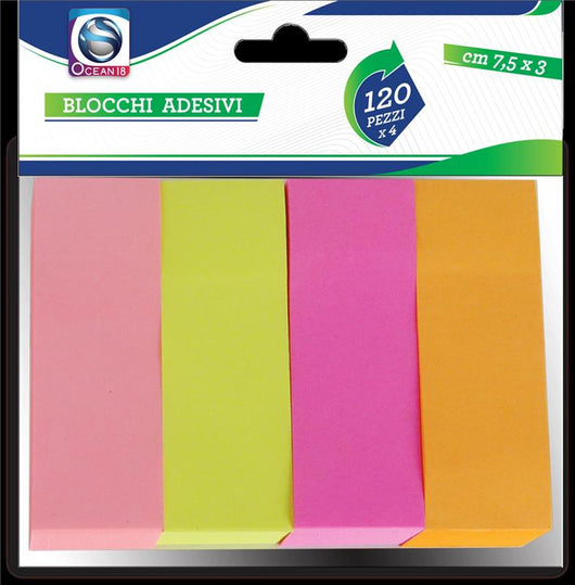 BLOCCHI ADESIVI IN SET DA 4 BLOCCHI DA 120 FOGLI IN FORMATO  7,5 X 3 CM