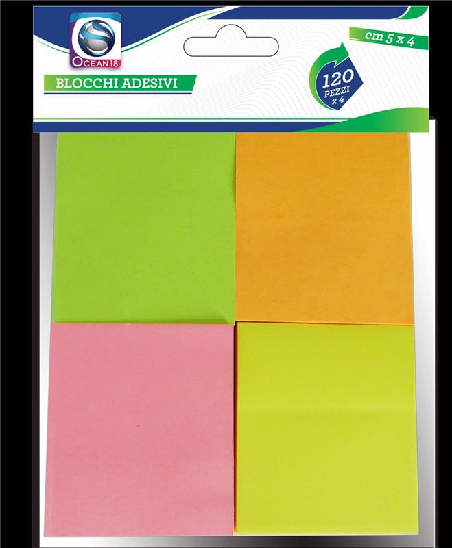 BLOCCHI ADESIVI IN SET DA 120 FOGLI X 4 PACCHI  5 X 4 CM