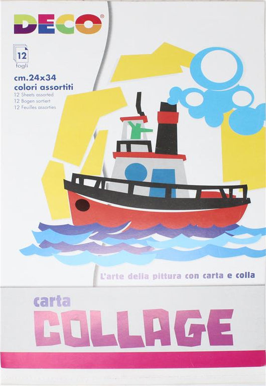 ALBUM CARTA COLLAGE 24 X 34 CM COLORI ASSORTITI 12 FOGLI