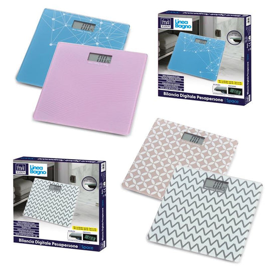 MAURY'S BILANCIA DIGITALE PESAPERSONE MODELLO SPACE QUADRATO IN COLORI E FANTASIA ASSORTITI