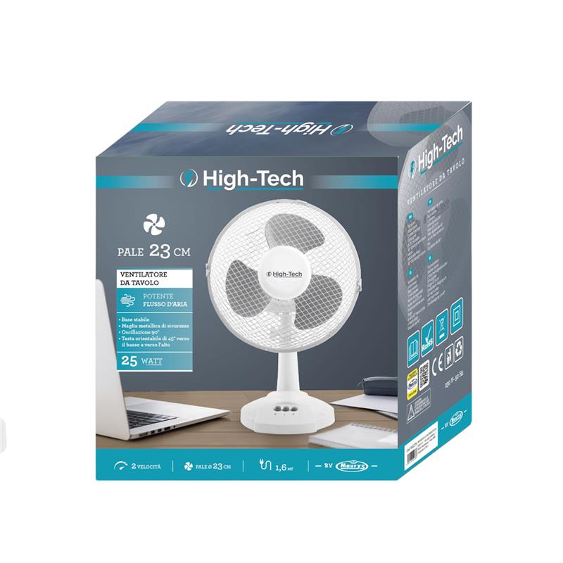 HIGH-TECH VENTILATORE DA TAVOLO 2 VELOCITÀ 25 WATT COLORE BIANCO
