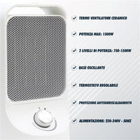 HIGH-TECH TERMOVENTILATORE CERAMICO 750-1500 WATT