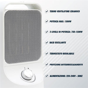 HIGH-TECH TERMOVENTILATORE CERAMICO 750-1500 WATT