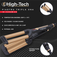 HIGH-TECH PIASTRA PER CAPELLI A TRIPLA ONDA DA 55W CON PIASTRA IN CERAMICA