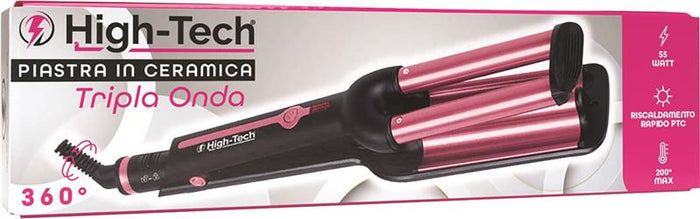 HIGH-TECH PIASTRA PER CAPELLI A TRIPLA ONDA DA 55W CON PIASTRA IN CERAMICA