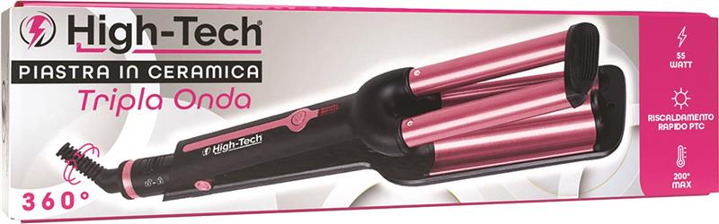 HIGH-TECH PIASTRA PER CAPELLI A TRIPLA ONDA DA 55W CON PIASTRA IN CERAMICA
