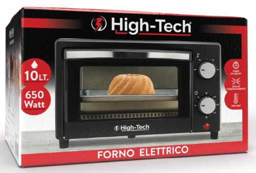 HIGH-TECH FORNO ELETTRICO DA 10LT CON POTENZA 650W COLORE NERO