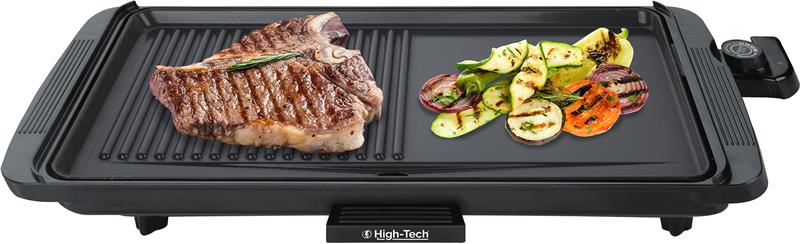 HIGH-TECH GRIGLIA ELETTRICA DA 2000W 49X26CM ANTIADERENTE CON PIEDINI LATERALI