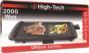 HIGH-TECH GRIGLIA ELETTRICA DA 2000W 49X26CM ANTIADERENTE CON PIEDINI LATERALI