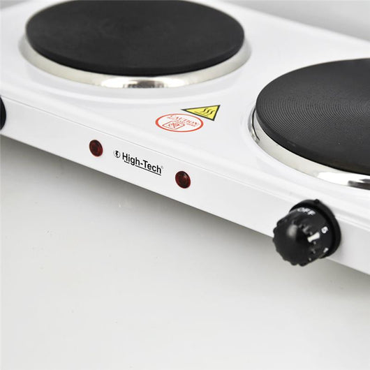 HIGH-TECH FORNELLO ELTTRICO CON PIASTRA DOPPIA Ø15/Ø18 - 2500W  SPIA DI ACCENSIONE + TERMOSTATO CAVO 1 MT