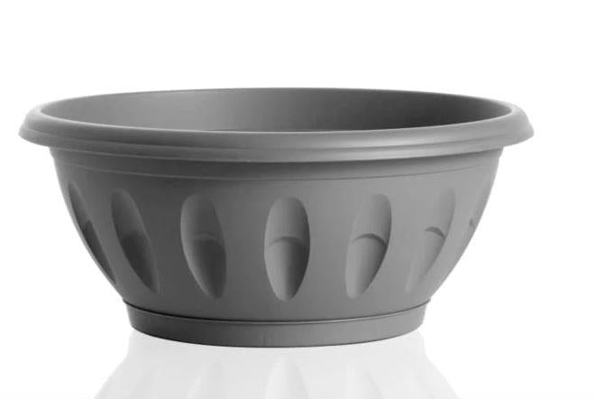 VASO ALBA A CIOTOLA ALBA CON SOTTOVASO 40 CM COLORE GRIGIO
