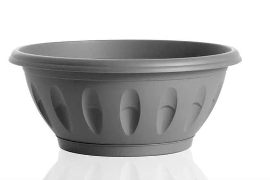 VASO ALBA A CIOTOLA ALBA CON SOTTOVASO 40 CM COLORE GRIGIO