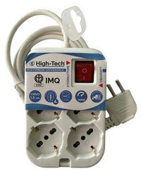 HIGH-TECH MULTIPRESA SQUARE UNIVERSALE 4 POSTI CON INTERRUTTORE P40 16A 250V MAX 3500 W CAVO 3G1.0MM2X1.5M BIANCA