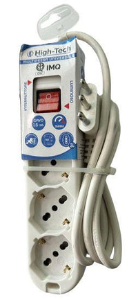 HIGH-TECH MULTIPRESA UNIVERSALE BIANCA CON INTERRUTTORE P40 A 3 VIE 16A 250V~MAX.3500W - CAVO 3G1.0 MM2X1,5M
