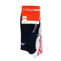 KAPPA CALZA FANTASMINO TAGLIA 39/41 DA DONNA IN MAGLIA JERSEY E COTONE CONFEZIONE DA 3 PAIA BIANCO/ROSA/BLU OKX