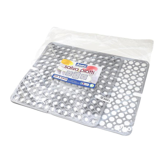 BAMA TAPPETO PER LAVELLO IN SET DA 3 PEZZI DI COLORE ARGENTO