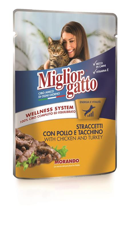 MIGLIOR GATTO STRACCETTI CON POLLO E TACCHINO 100 GR