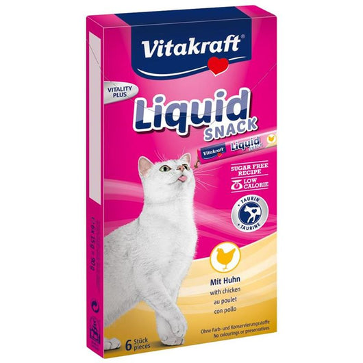 CAT SNACK LIQUIDO GATTI CON TAURINA AL POLLO 6 X 15 GR