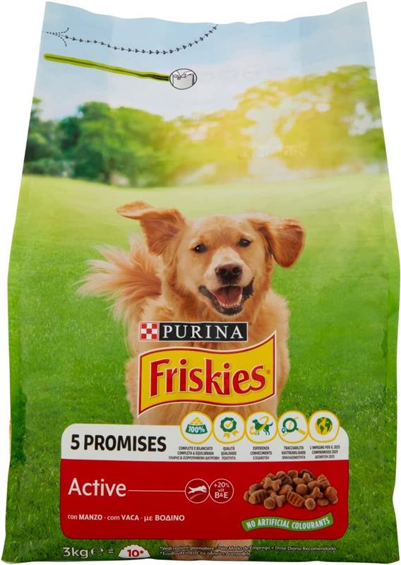 FRISKIES ACTIVE CROCCHETTE IN FORMATO DA 3KG CON MANZO