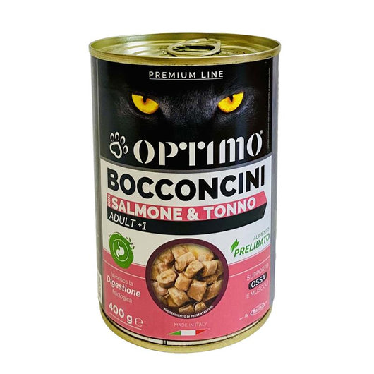 OPTIMO BOCCONCINI PER GATTO AL GUSTO SALMONE E TONNO DA 400 GR