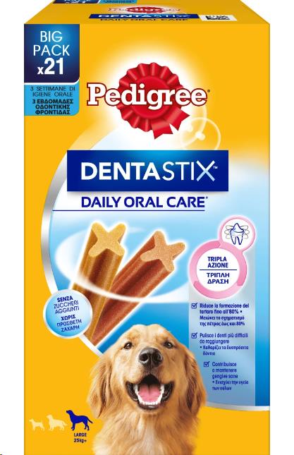 PEDIGREE DENTASTIX PER CANI BIG PACK 21 PZ TRIPLA AZIONE PER CANI LARGE DAI 25 KG IN SU PULIZIA E GENGIVE SANE