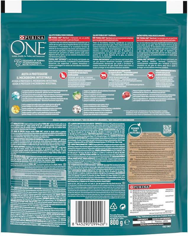PURINA ONE STERILCAT MANZO & FRUMENTO BIFENSIS 800 G