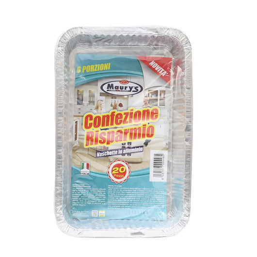 MAURY'S CONTENITORI ALLUMINIO 6 PORZIONI 20PZ PER COTTURA E CONSERVAZIONE ALIMENTI