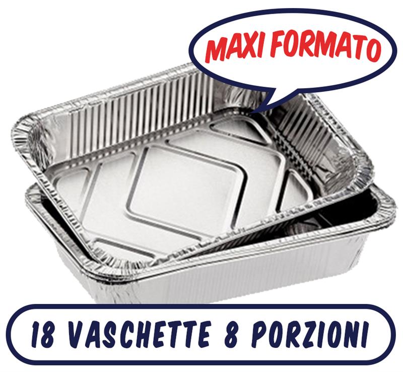 MAURY'S CONTENITORI ALLUMINIO 8 PORZIONI 18PZ PER COTTURA E CONSERVAZIONE ALIMENTI