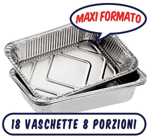 MAURY'S CONTENITORI ALLUMINIO 8 PORZIONI 18PZ PER COTTURA E CONSERVAZIONE ALIMENTI