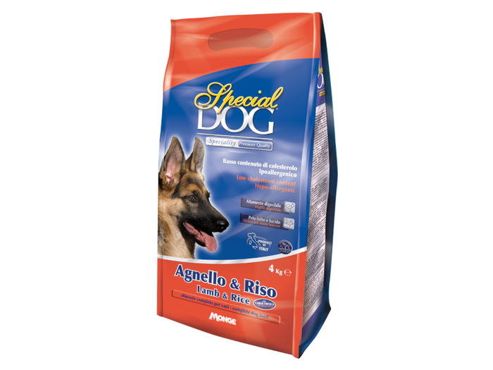 Pack 4 pezzi Special Dog crocchette agnello e riso - adult 4kg Monge