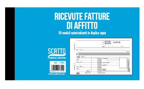 BLOCCO RICEVUTE DI AFFITTO 50 MODULI AUTOCALCANTI 2 COPIE