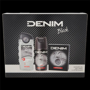 DENIM TRI PACK BLACK SHOWER GEL, DEO SPRAY & AFTER SHAVE
