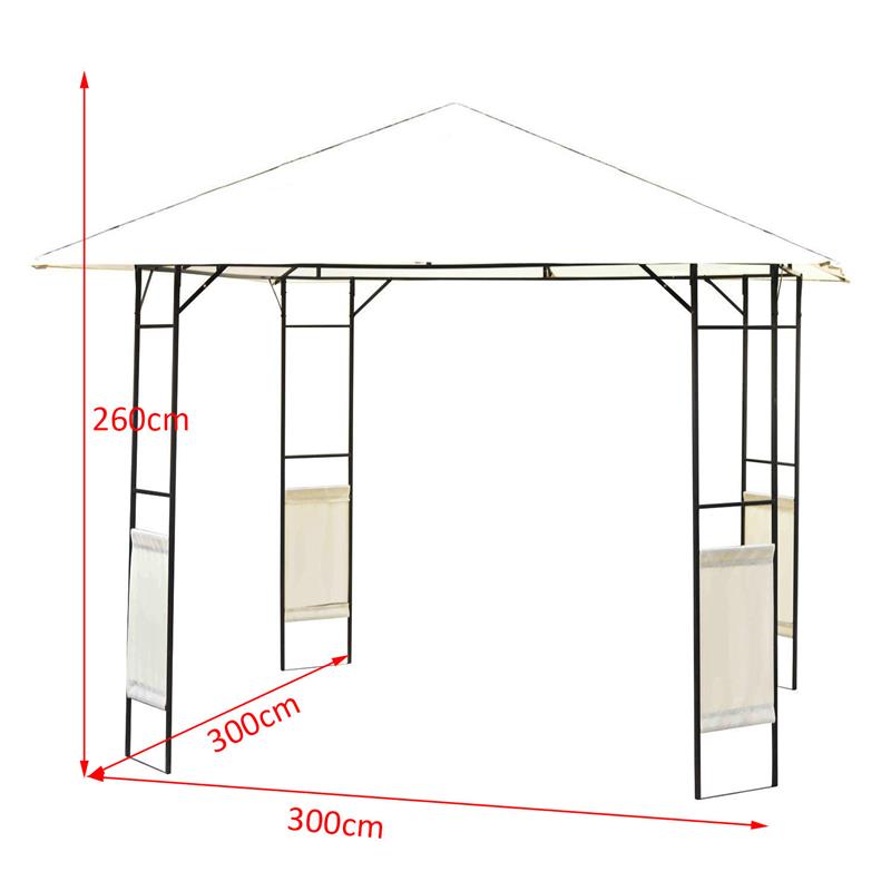 TENDONE PER GAZEBO DA GIARDINO IN METALLO 3 X 3MT COLORE BIANCO