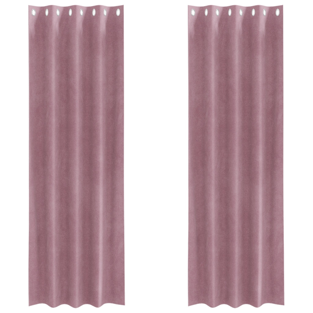 Tende oscuranti  con occhielli 2 pezzi in velluto rosa scuro