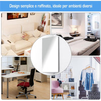 ARMADIETTO PENSILE ANGOLARE DA BAGNO IN ACCIAIO CON SPECCHIO 60 X 30 X 18.4CM