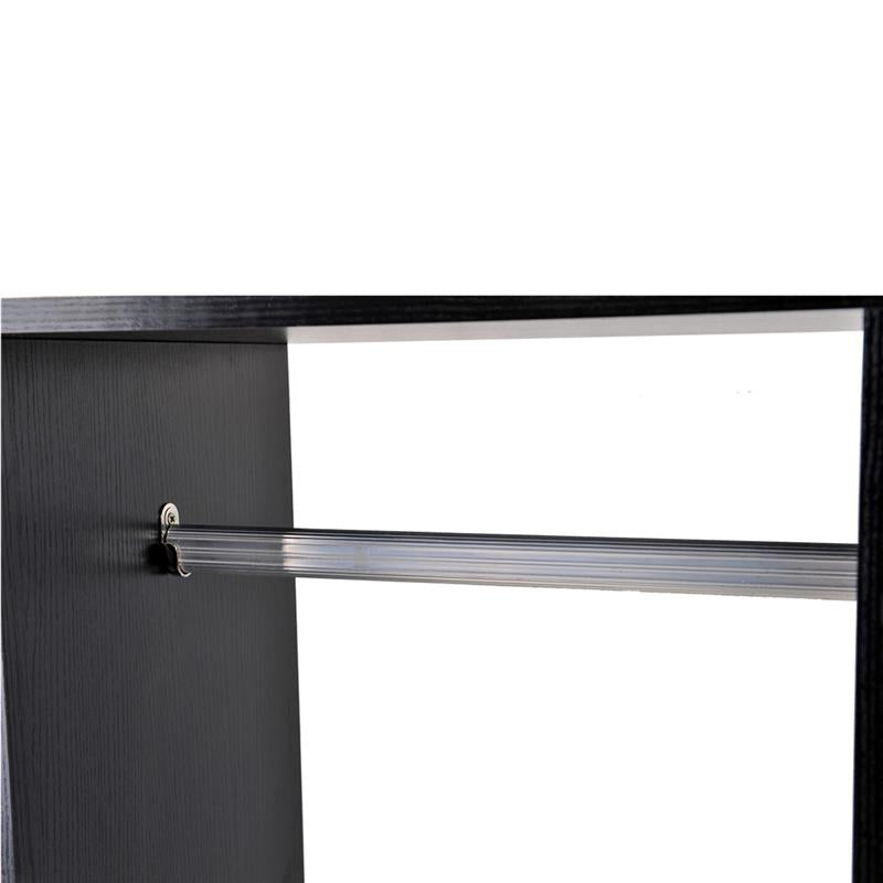 ARMADIO GUARDAROBA A 5 RIPIANI CON RUOTE E BARRE APPENDIABITI 120X40X128CM NERO