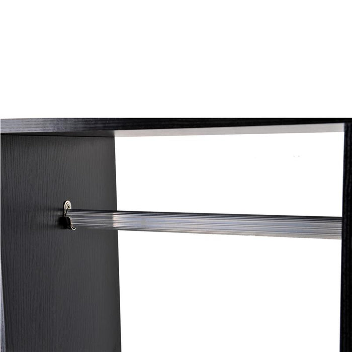 ARMADIO GUARDAROBA A 5 RIPIANI CON RUOTE E BARRE APPENDIABITI 120X40X128CM NERO