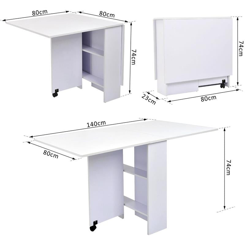 TAVOLO PIEGHEVOLE IN LEGNO RICHIUDIBILE PER 6 PERSONE BIANCO