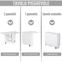 TAVOLO PIEGHEVOLE IN LEGNO RICHIUDIBILE PER 6 PERSONE BIANCO