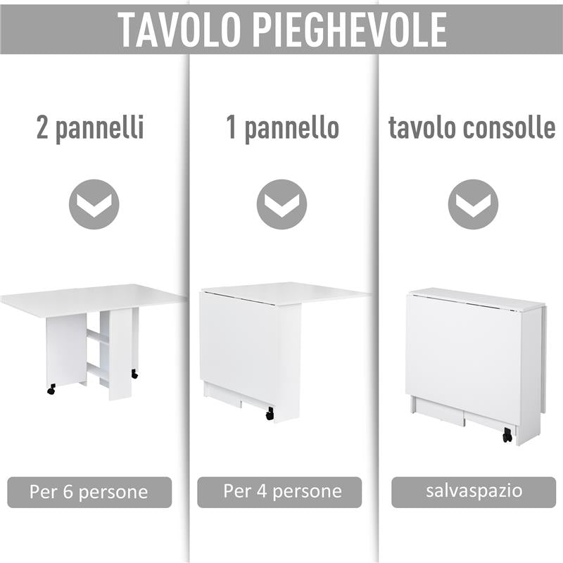 TAVOLO PIEGHEVOLE IN LEGNO RICHIUDIBILE PER 6 PERSONE BIANCO
