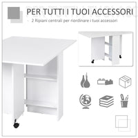 TAVOLO PIEGHEVOLE IN LEGNO RICHIUDIBILE PER 6 PERSONE BIANCO