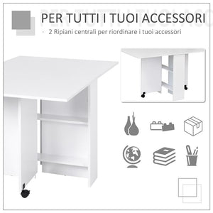 TAVOLO PIEGHEVOLE IN LEGNO RICHIUDIBILE PER 6 PERSONE BIANCO