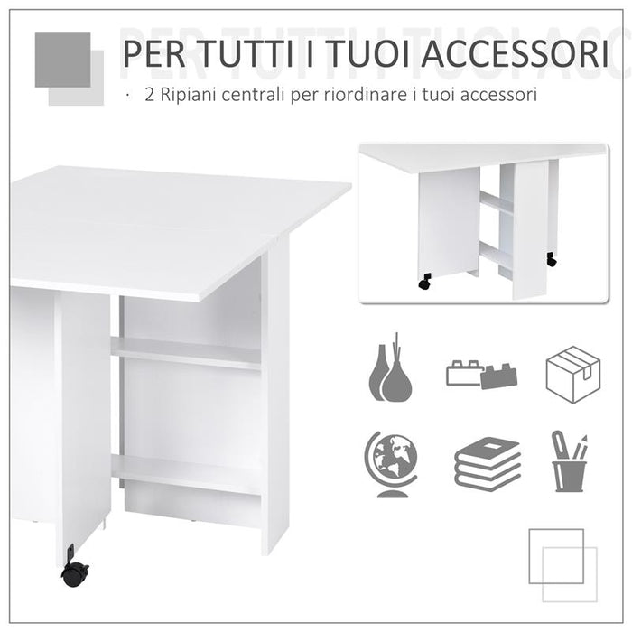 TAVOLO PIEGHEVOLE IN LEGNO RICHIUDIBILE PER 6 PERSONE BIANCO